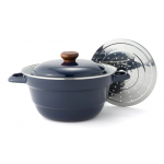 Fujihoro ALL IN ONE 27cm Enamel Multi-Purpose Pot with Lid and Steamer Plate (Blue)